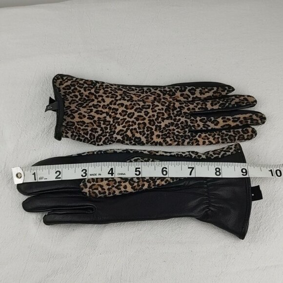 Leather Blend Animal Print Gloves EUC Echo Size Small Y2k - Picture 8 of 10